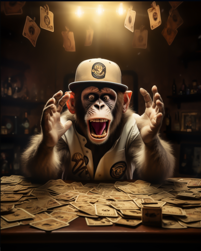 monkey with baseball cards